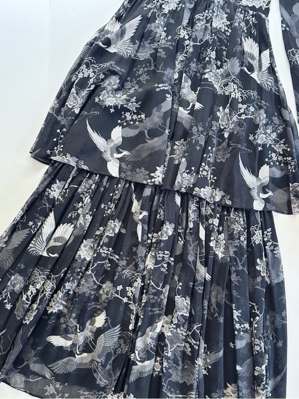 NEW All Saints Women’s Devyn Peggy Floral Print Long Sleeve Maxi Dress Black 0 - Picture 10 of 11